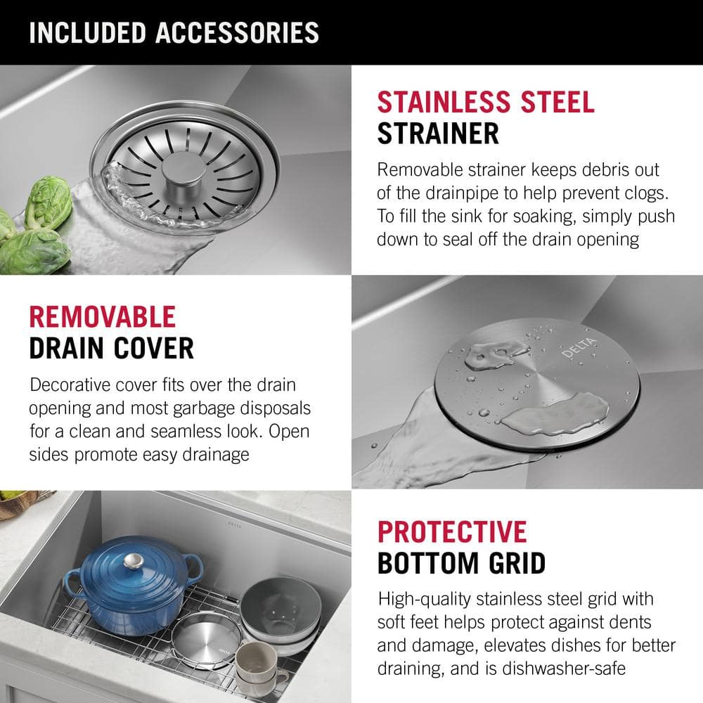 Delta 23" Stainless Steel Undermount Workstation Kitchen Sink