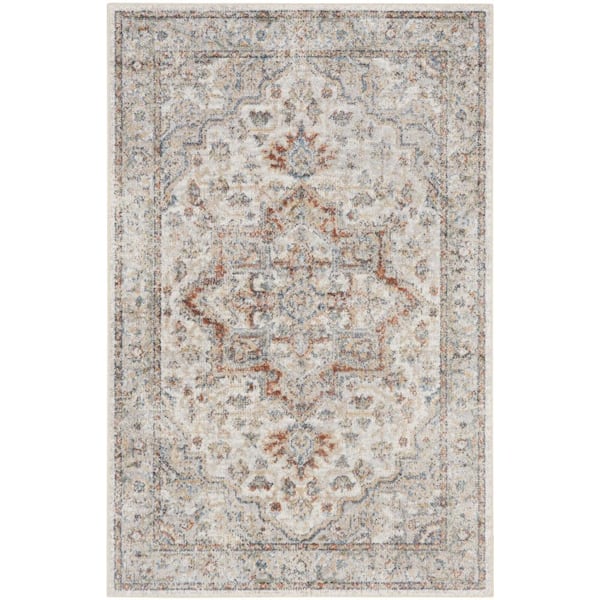 Nourison Astra Machine Washable Grey Multicolor 3 ft. x 5 ft. Distressed Traditional Area Rug