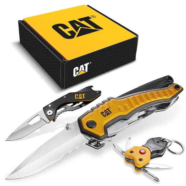 CAT 3-Piece 9-in-1 Multi-Tool, Knife, and Multi-Tool Key Chain Gift Box Set