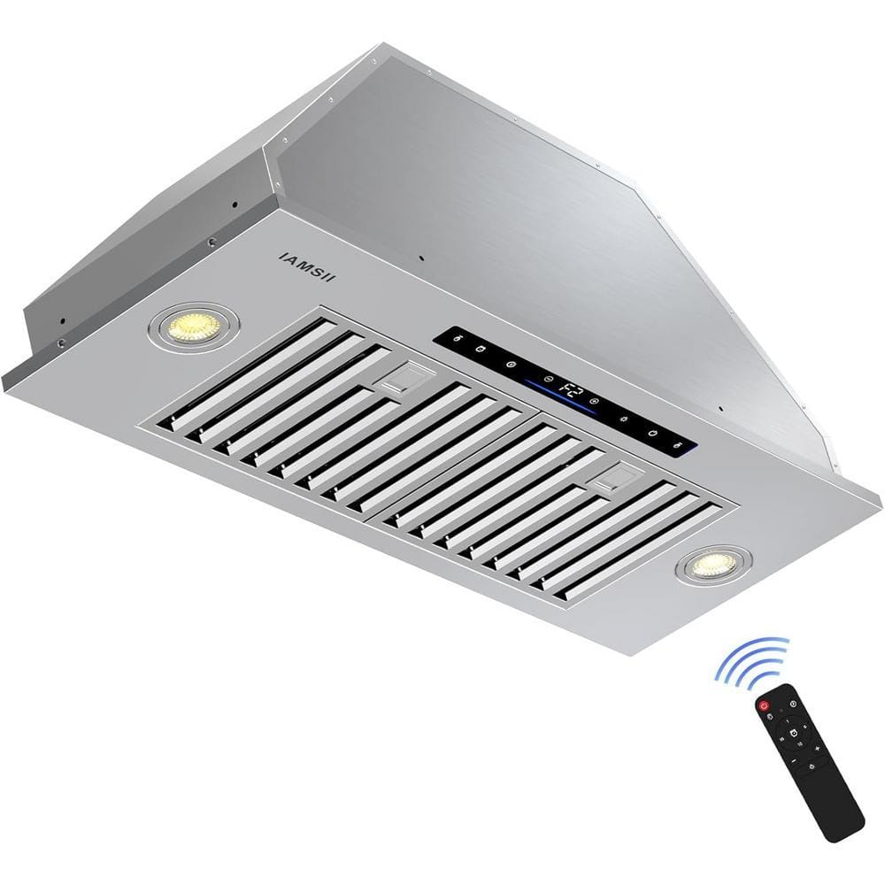36 in. Convertible Insert Range Hood in Stainless Steel with Remote Control and Charcoal Filter