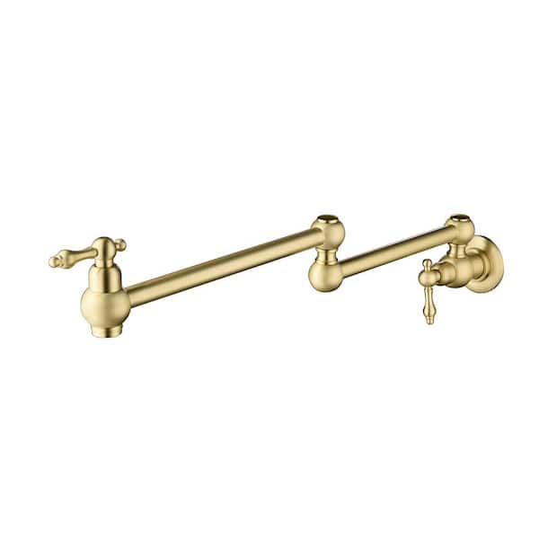 Unbranded Wall Mount Kitchen Faucet Pot Filler Faucet Single-Handle in Brushed Gold