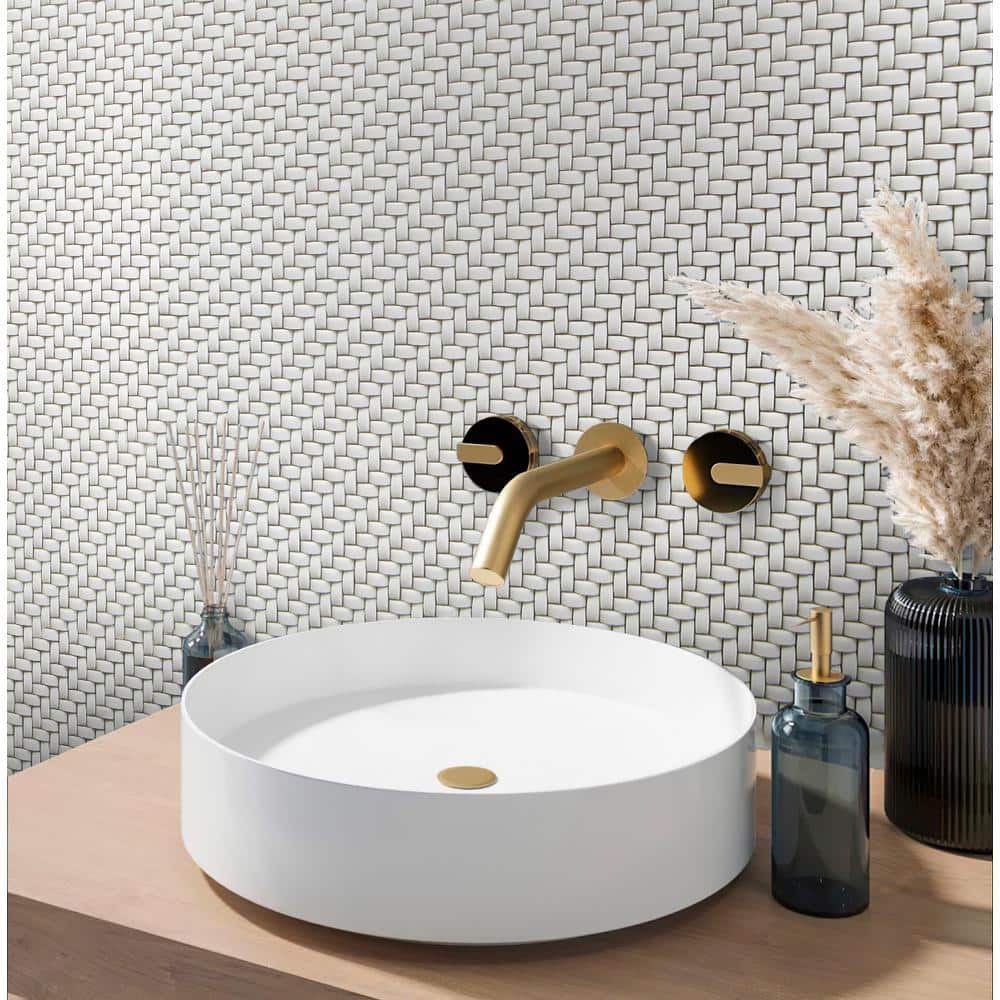 White Matte Basketweave Recycled Glass Mosaic Tile