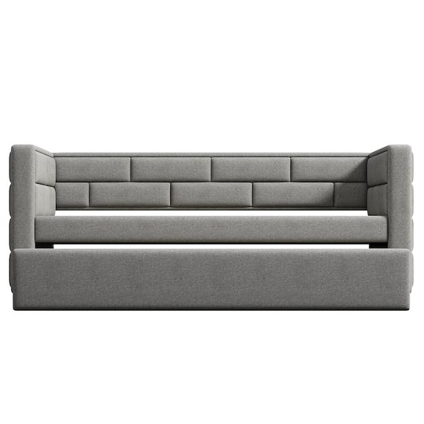 ATHMILE Twin Daybed with Trundle Upholstered Daybed with Padded Back ...