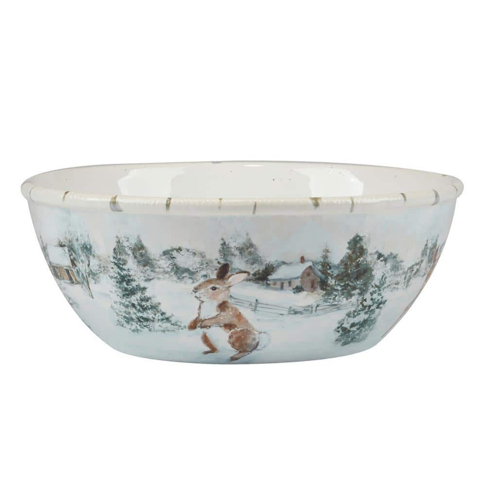 Certified International 104 fl. oz. Multi-Colored Earthenware Winter's Frost Deep Bowl