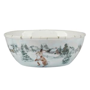 104 fl. oz. Multi-Colored Earthenware Winter's Frost Deep Bowl