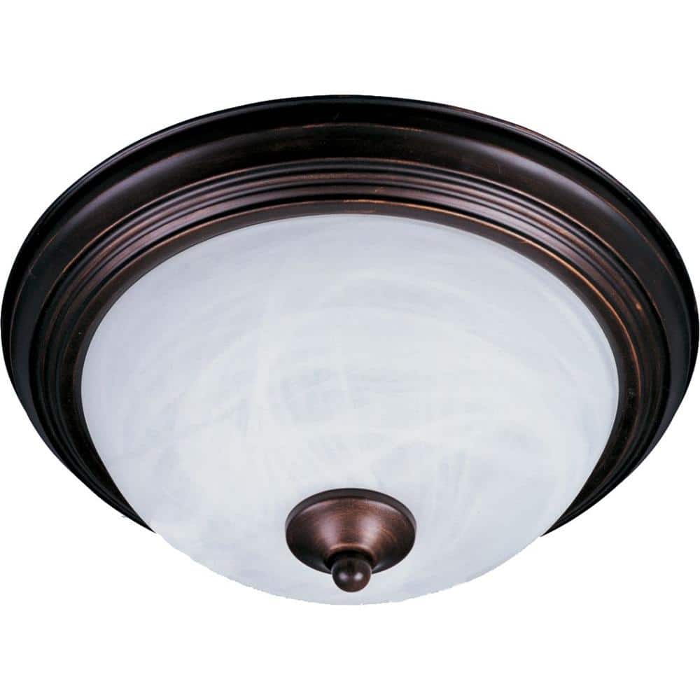 Oil Rubbed Bronze 2-Light Flush Mount with Marble Glass