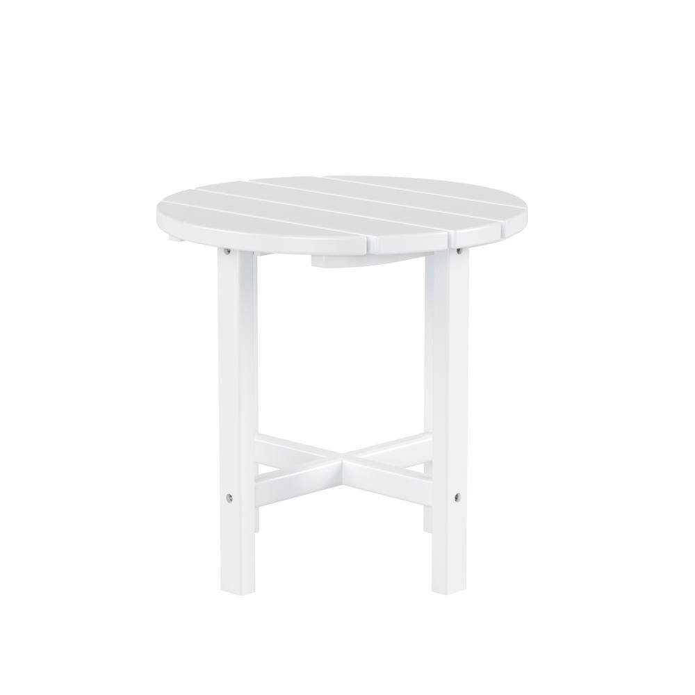 White 18" Round Polywood Outdoor Side Table