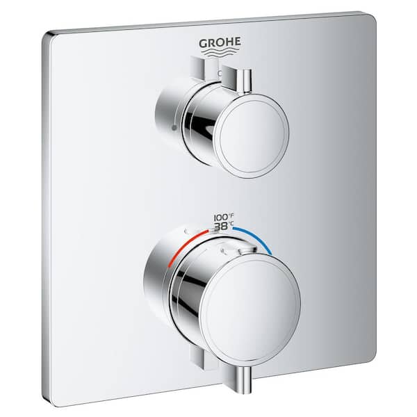 2-Handle Grohtherm Single Function Thermostatic Square Trim Kit in StarLight Chrome (Valve Not Included)