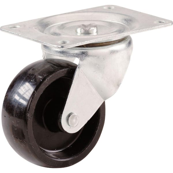 Shepherd 3 in. Black Polypropylene and Steel Swivel Plate Caster with 210 lb. Load Rating