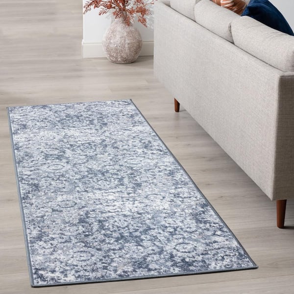 Nexus Floral Blue 2 ft. x 8 ft. Indoor Runner Rug