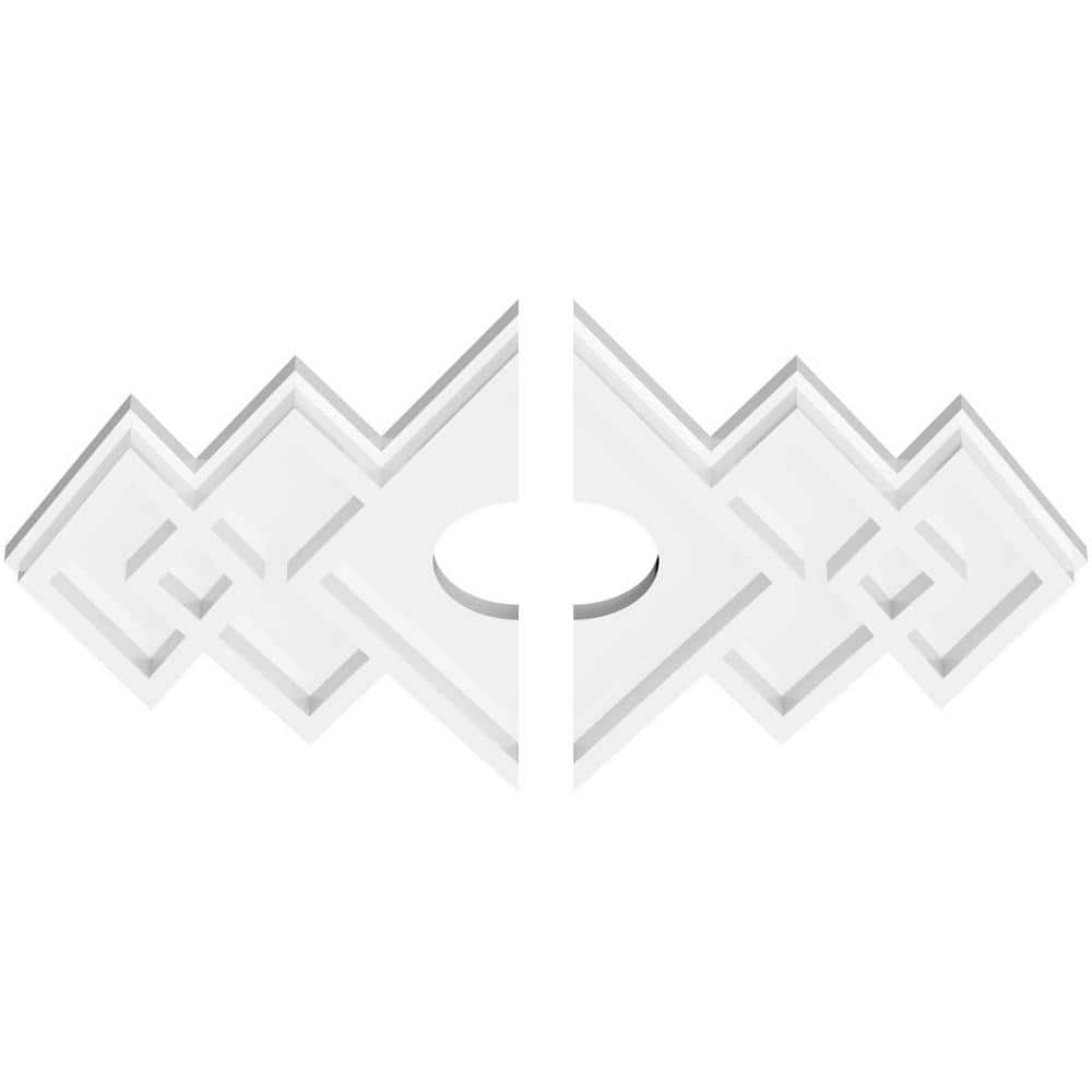 White Geometric PVC Two-Piece Ceiling Medallion, 18" x 12"