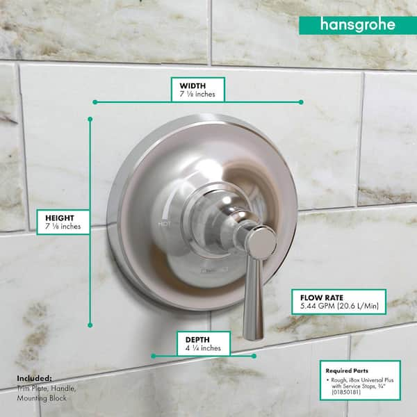 NEW outlet Hansgrohe Joleena PBV Shower Trim Kit 04779000 - Chrome, Valve Not Included