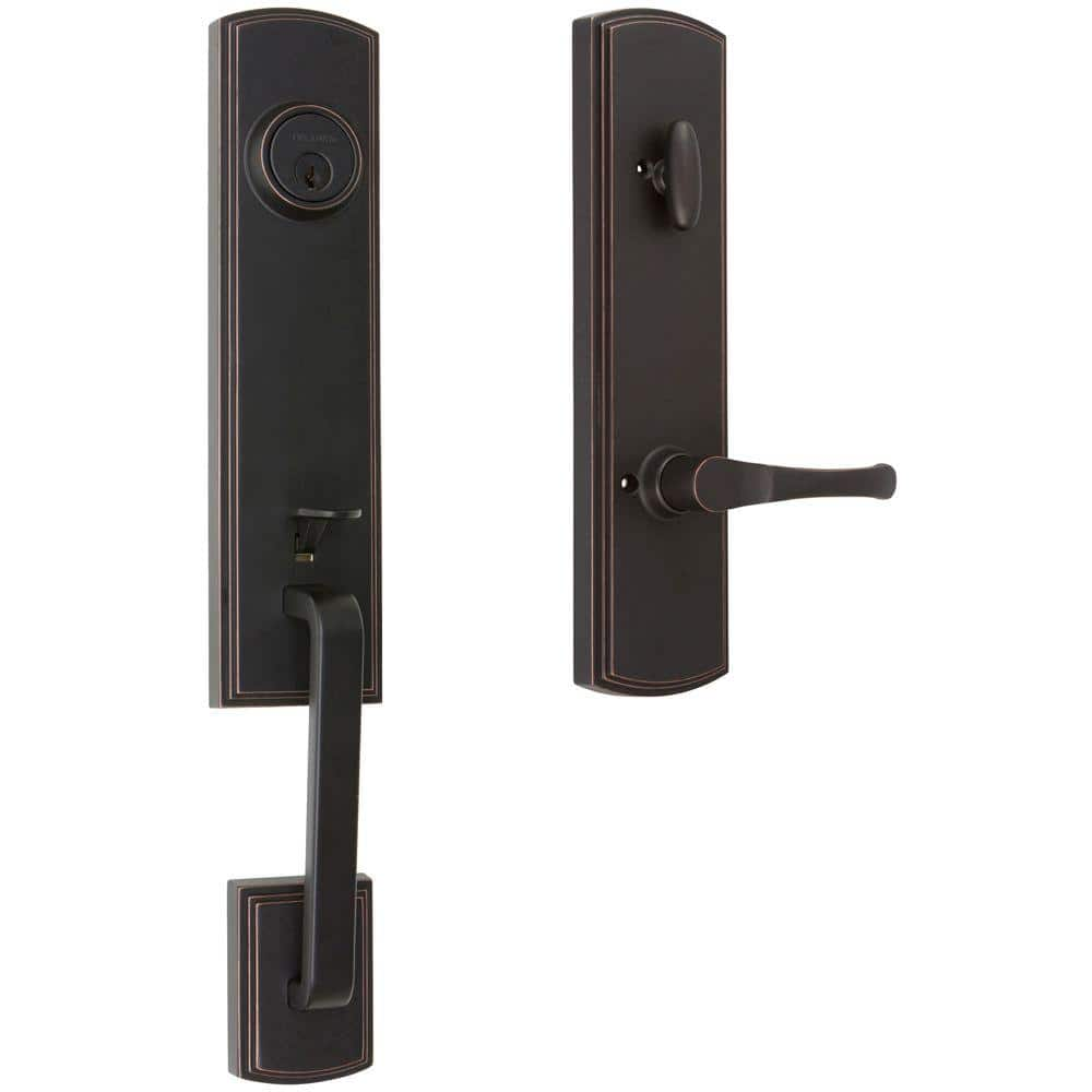 DELANEY HARDWARE Italian Collection Briona Edged Bronze Dummy Door Handleset with Artino Interior Left-Hand