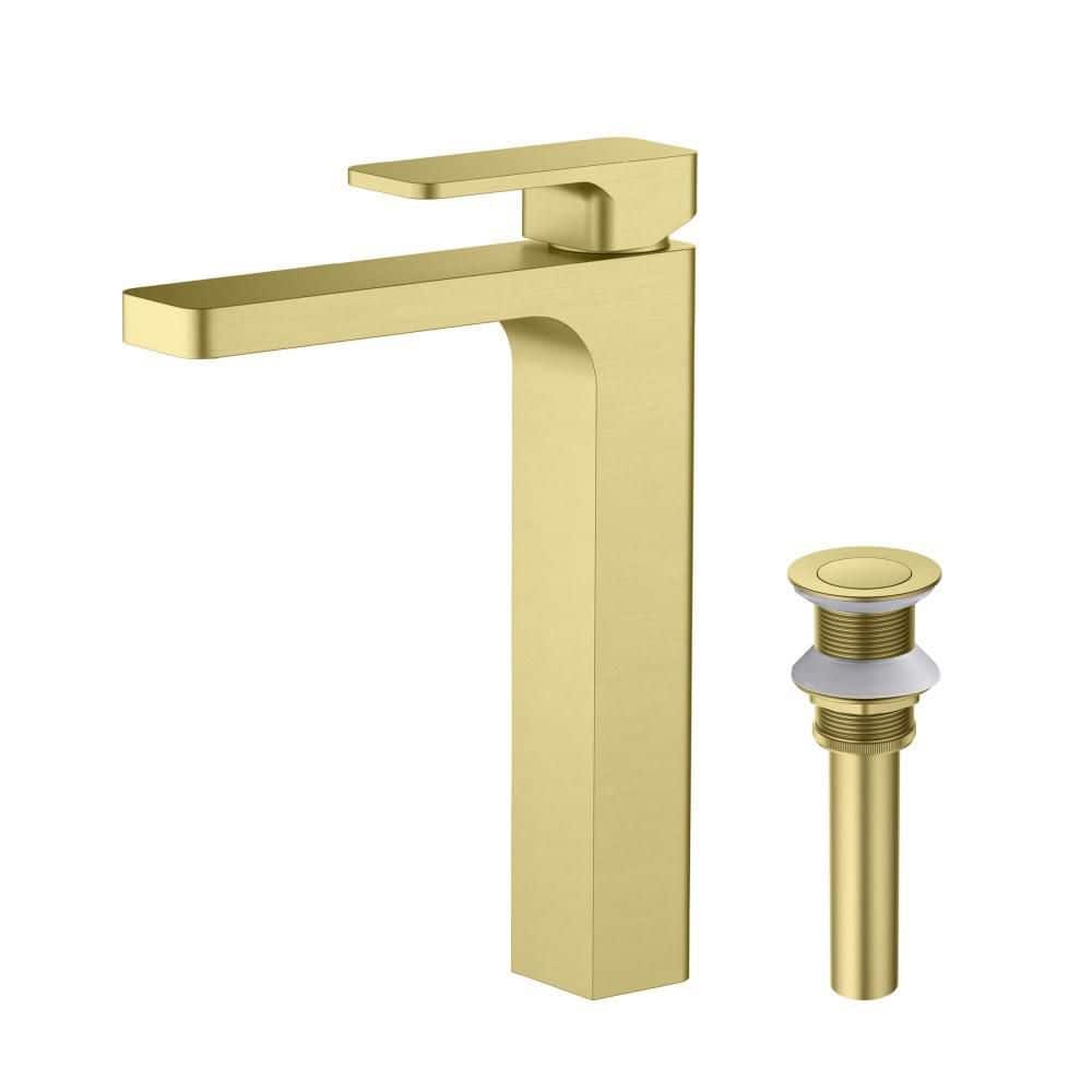 Single Handle Lever Handle Single Hole Bathroom Sink Faucet with Supply Lines and Pop-Up Drain in Brushed Gold price history on PriceWatchPro