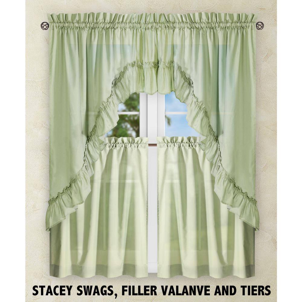 Sage Sheer Cotton Polyester Rod Pocket Window Tier Pair