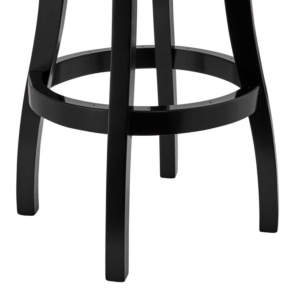 Gray Faux Leather and Wood Swivel Barstool, 30" Height