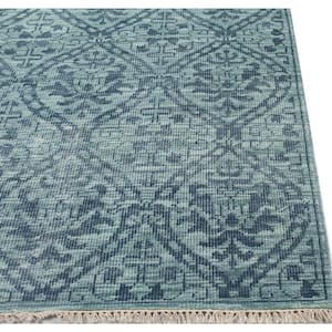 Pompeii Teal 4 ft. x 6 ft. (3 ft. 6 in. x 5 ft. 6 in.) Geometric Transitional Accent Rug
