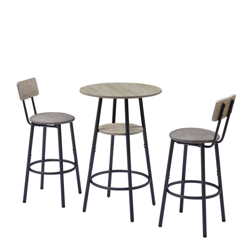 3-Piece Metal Patio Conversation Seating Set with Gray Upholstered Cushions, Gray Particle Board Backrest and Tabletop price history on PriceWatchPro