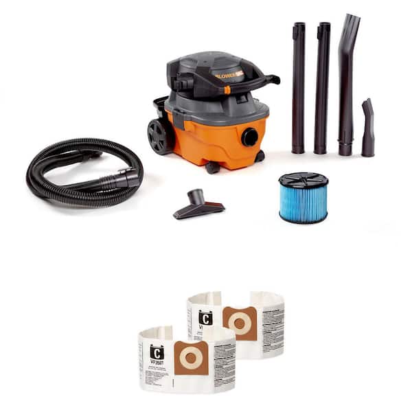 4 Gal. 6.0 Peak HP Shop Vacuum WD4080 Wet Dry Vac with Detachable Blower, Fine Dust Filter, Dust Bags and Accessories