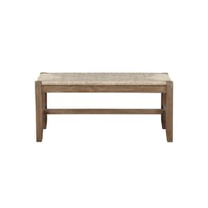Newport Brown Wood Bench with Rush Seat 18 in. H x 40 in. W x 15 in. D