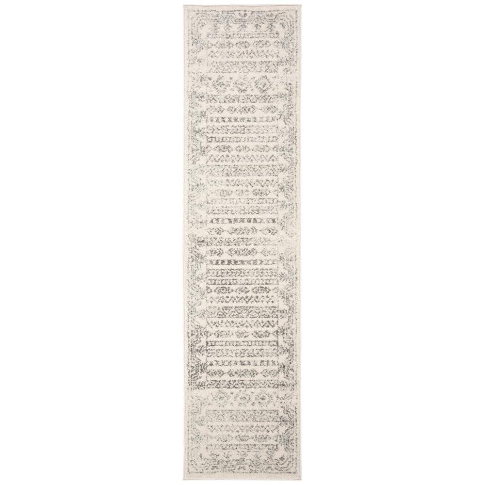 Modern Boho-Chic Ivory and Grey Hand-Knotted Area Rug