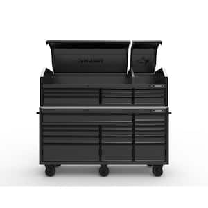 Heavy-Duty 72 in. x 23 in. D 24-Drawer Matte Black Mobile Workbench with Top Chest