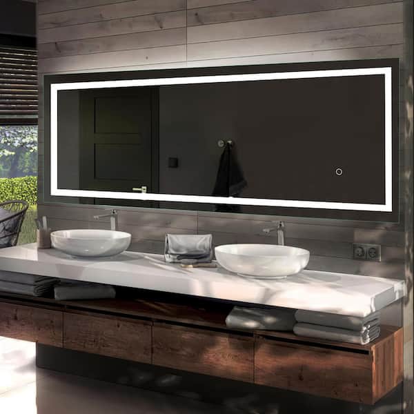 Dovelina 16 in. W x 63 in. H Rectangular Frameless LED Lighted Wall-mounted Bathroom Vanity Mirror in White