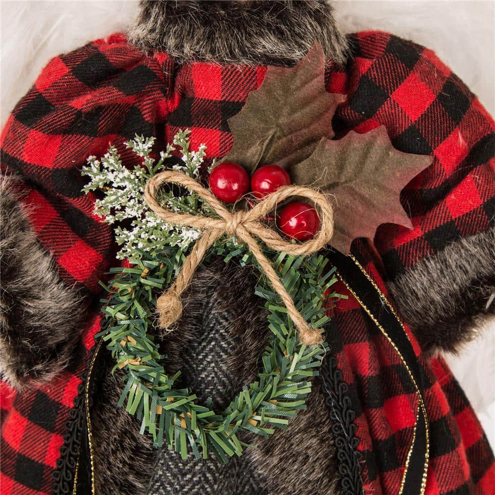 Plaid Angel Christmas Tree Topper with Fur Detailing