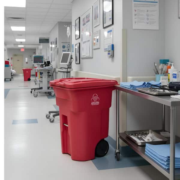 Toter 96 Gallon Red Hazardous Waste Trash Can/Garbage Can with