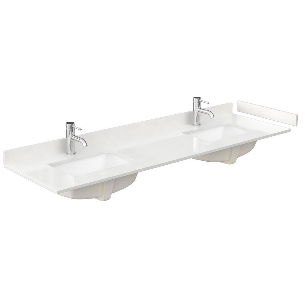 72" White Double Bathroom Vanity with Quartz Top