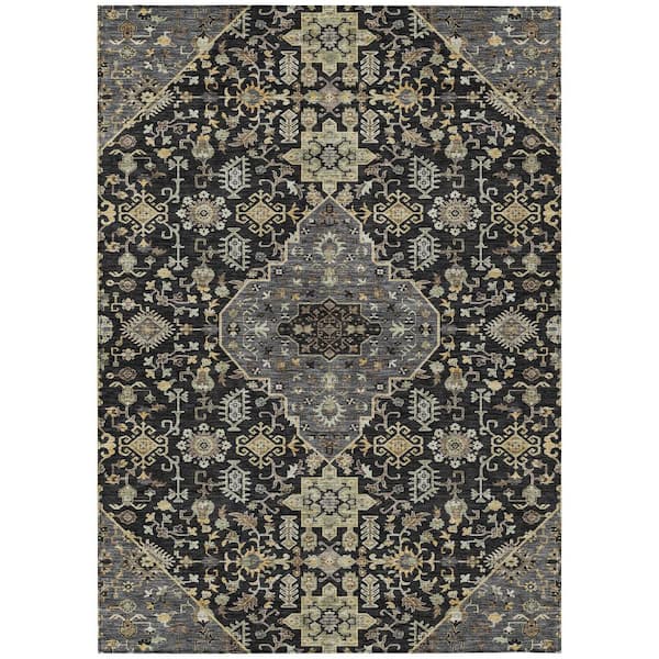Chantille Machine Washable Indoor/Outdoor Abstract ACN2714 Black 5 ft. x 7 ft. 6 in. Area Rug