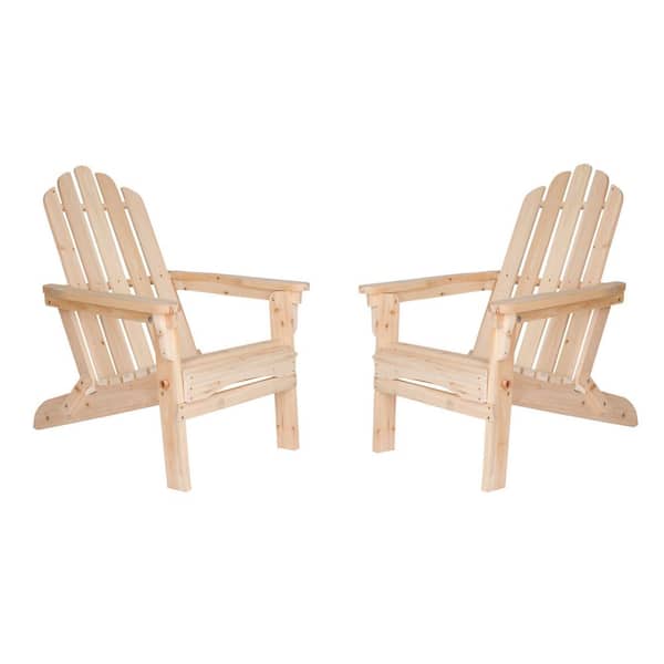 Shine Company 37 in. H Natural Folding Wood Outdoor Adirondack Chair (Set of 2)