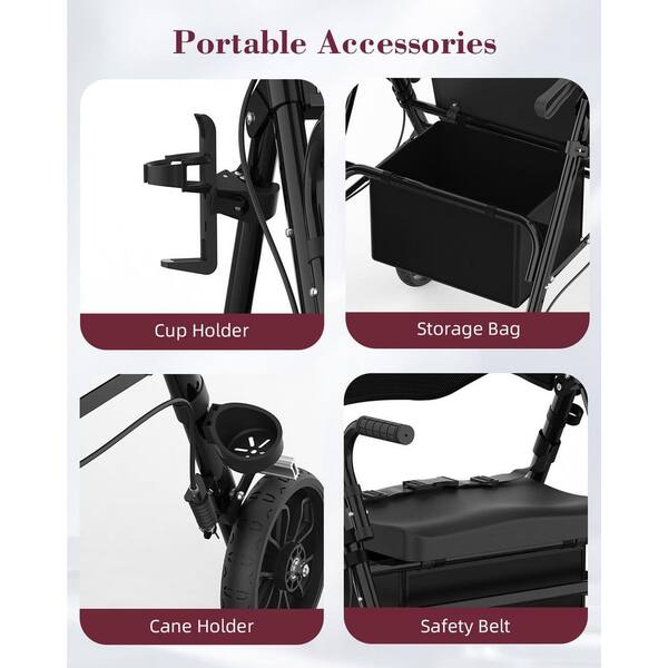 Anqtovp 2 in 1 Extra Wide Rollator Walker and Transport Chair with