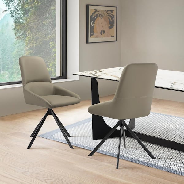 Armen Living Maverick Taupe Grey Upholstered Swivel Dining Chair Set of 2