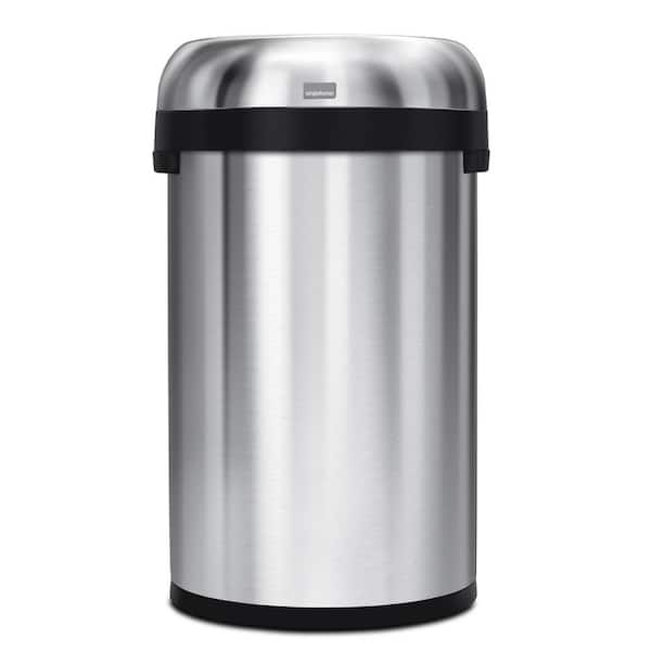 simplehuman 60L Semi-Round Open Top Commercial Trash Can, Brushed