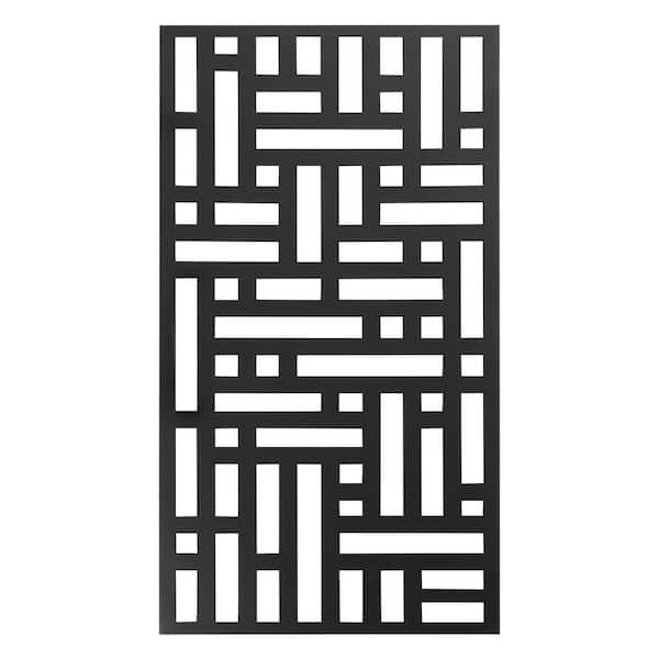 YIYIBYUS 3.8 ft. x 1.9 ft. Outdoor Black Rectangular Decorative Metal Screen Panel Privacy Screen Panel