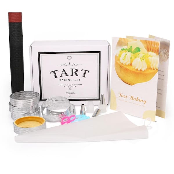 6-Piece Tart Baking Set w/ Non-Stick Molds, Baking Tools for Beginners, Kitchen Accessories, w/Piping Bags and Nozzles