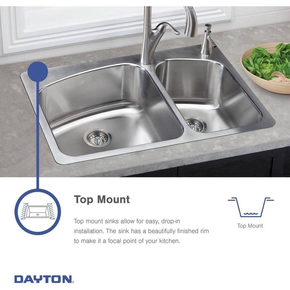 Dayton 25'' Stainless Steel Single Bowl Drop-In Kitchen Sink
