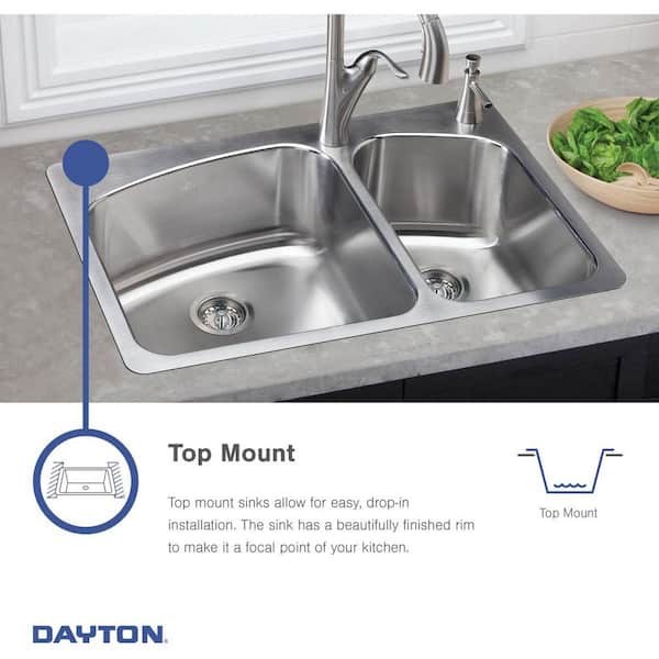 Dayton Premium 20 in.Drop-In Stainless Steel 3-Hole Single Bowl Kitchen Sink Dayton Premium 20 in.Drop-In Stainless Steel 3-Hole Single Bowl Kitchen Sink