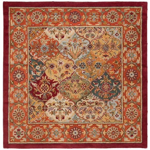 SAFAVIEH Heritage Multi/Red 6 ft. x 6 ft. Square Border Geometric Floral Area Rug