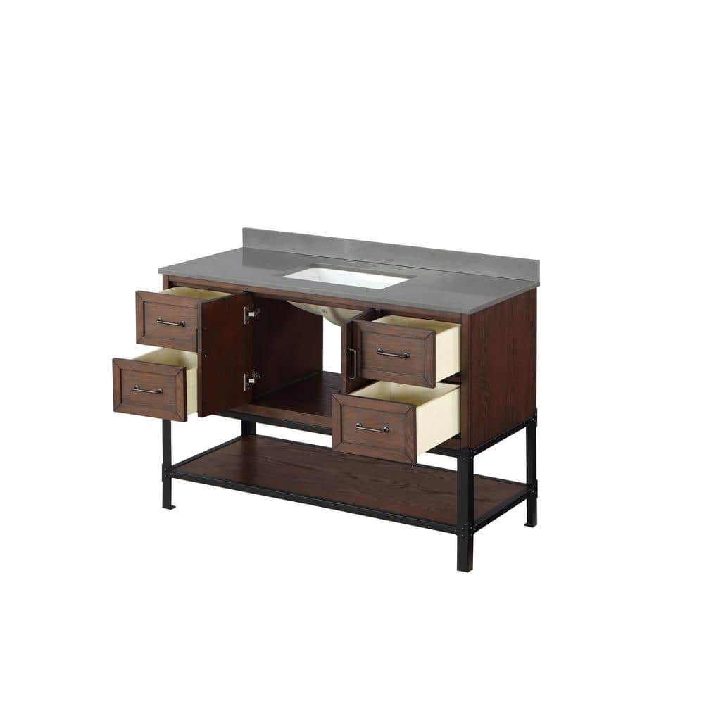 Buy Alster 48 In. W X 22 In. D X 34.5 In. H Vanity In Brown Oak With ...