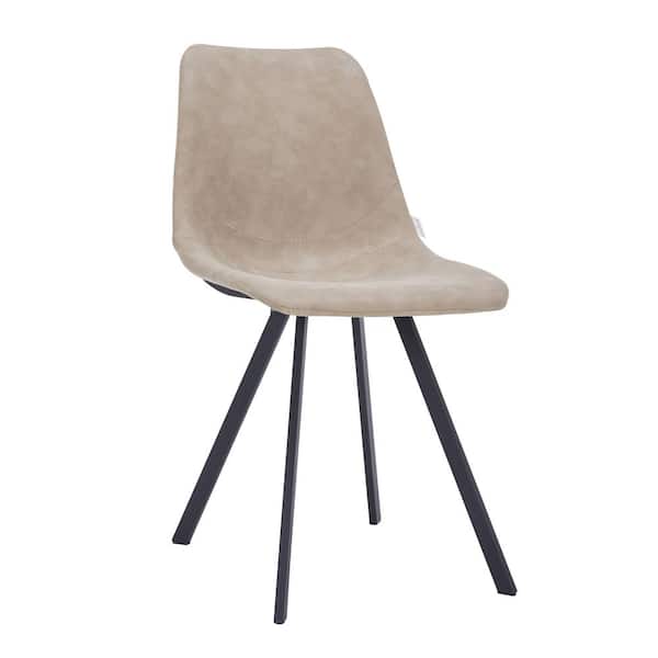 Dining Chair Upholstered in Leather with Metal Legs for Modern Home, Kitchen, Cafes Markley Collection in Taupe