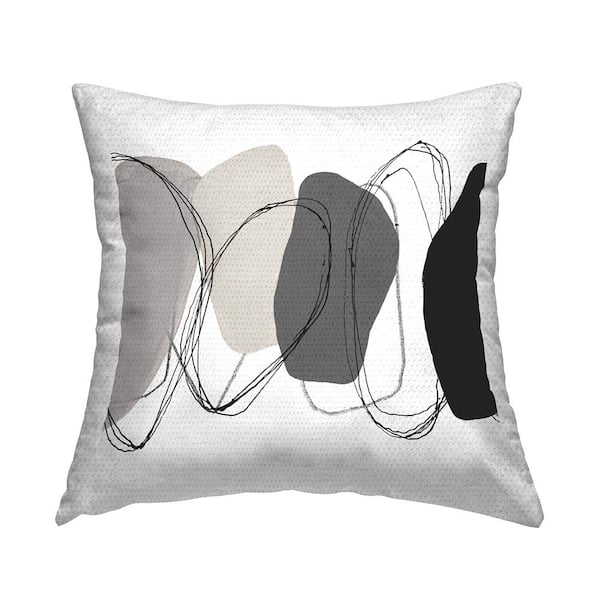 Minimal Grey Round Stones Grey Square Outdoor Throw Pillow