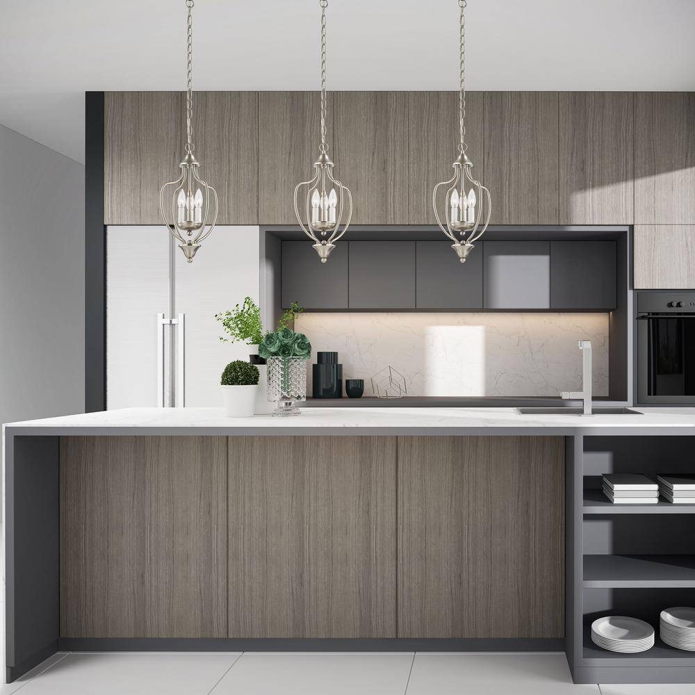 Mini 3-Light Brushed Nickel Pendant with Glass Shades