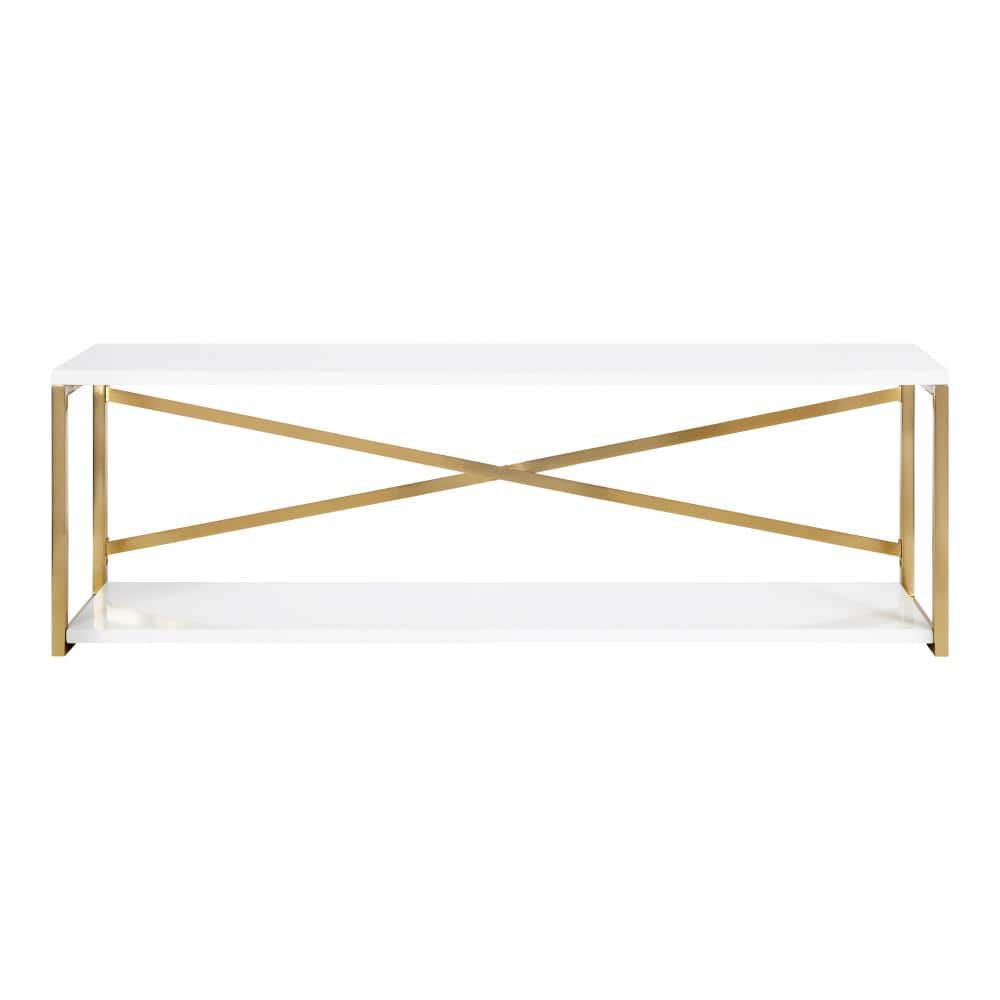 Ascott 36" White and Gold Floating Wall Shelf