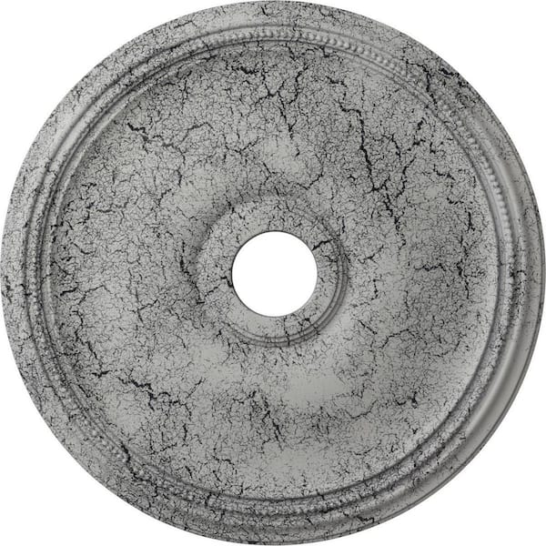 Ekena Millwork 1-3/4 in. x 24 in. x 24 in. Polyurethane Theia Ceiling Moulding, Ultra Pure White Crackle