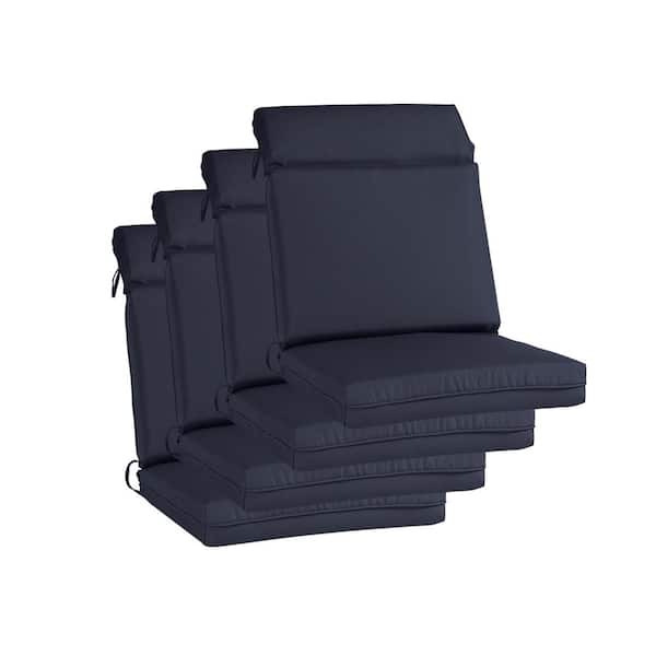 Aoodor 21 in. x 20 in. Outdoor High Back Dining Chair Cushion in Navy Blue (4-Pack)