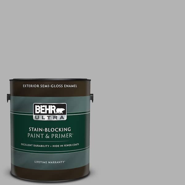 BEHR ULTRA 1 gal. #770E-3 Pewter Mug Semi-Gloss Enamel Exterior Paint & Primer