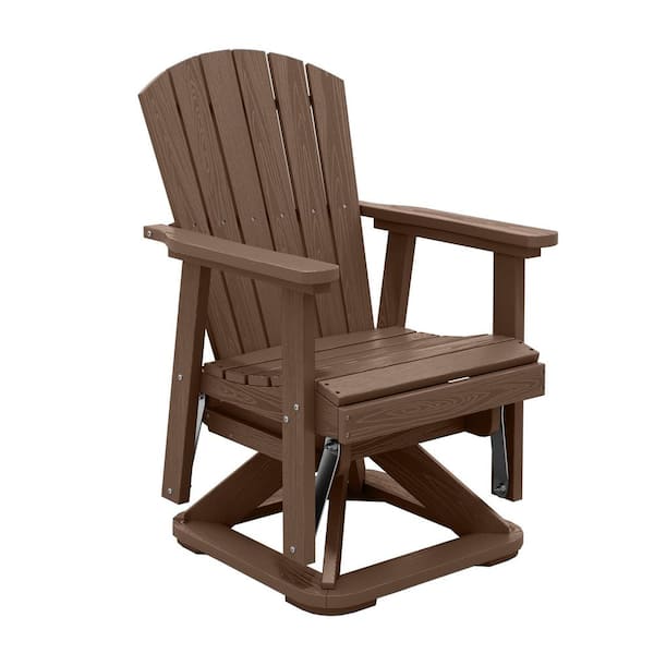 Plastic HDPE Resin Rocking Glider Chair Adirondack Swivel Outdoor Rocking Chair in Brown