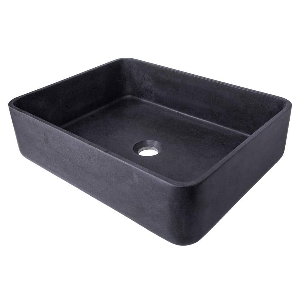 Eden 19'' Black Lava Stone Rectangular Vessel Sink